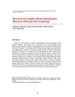 Research on Logistics Route Optimization Based on GPS And