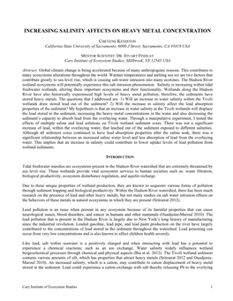 Increasing Salinity Affects on Heavy Metal Concentration