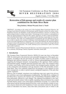 Restoration of Fish Passage and Results of a Master Plan Established for the Ruhr River Basin