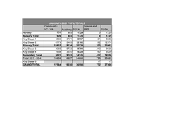 Pupil Numbers As at January 2021