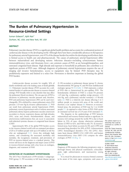 The Burden of Pulmonary Hypertension in Resource-Limited Settings Suman Gidwani*, Ajith Nairy Durham, NC, USA; and New York, NY, USA