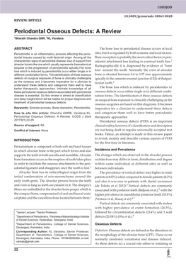 Periodontal Osseous Defects: a Review 1Bharath Chandra GNR, 2KL Vandana