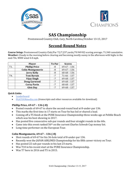 SAS Championship Prestonwood Country Club, Cary, North Carolina/October 13-15, 2017