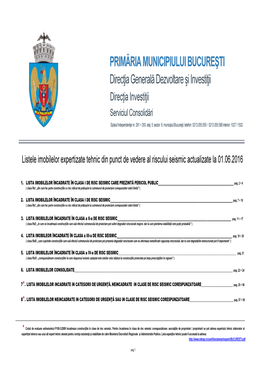 PRIMĂRIA MUNICIPIULUI BUCUREŞTI Direcţia Generală Dezvoltare Şi Investiţii