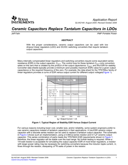Ceramic Capacitors Replace Tantalum Capacitors in Ldos Jeff Falin