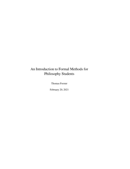 An Introduction to Formal Methods for Philosophy Students