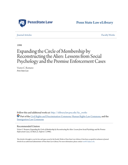 Lessons from Social Psychology and the Promise Enforcement Cases Victor C