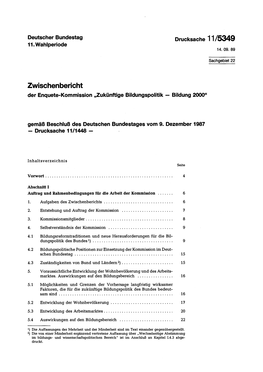 Zwischenbericht Der Enquete-Kommission „Zukünftige Bildungspolitik — Bildung 2000"