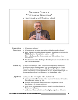 Discussion Guide for “The Iranian Revolution” a Video Interview with Dr