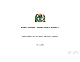 Nutrition Country Paper – the United Republic of Tanzania (Draft)