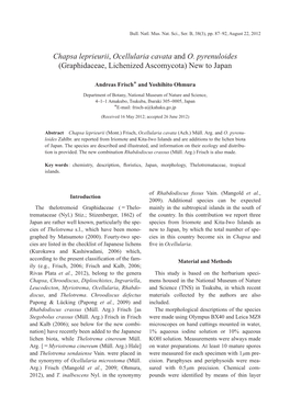 Chapsa Leprieurii, Ocellularia Cavata and O. Pyrenuloides (Graphidaceae, Lichenized Ascomycota) New to Japan
