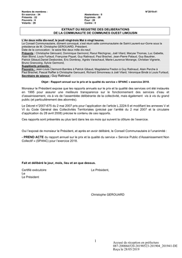 Accusé De Réception En Préfecture 087-200066520-20190523-201904 201941-DE Reçu Le 28/05/2019