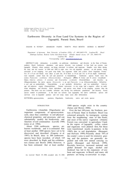 Earthworm Diversity in Four Land Use Systems in the Regíon of Jaguapitã, Paraná State, Brazil