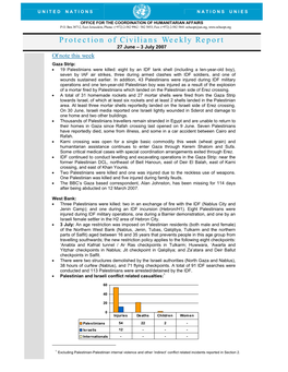 Protection of Civilians Weekly Report