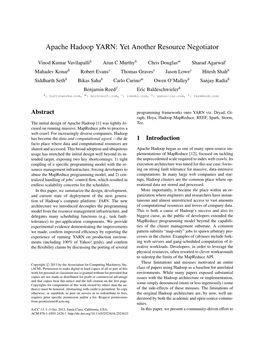 Apache Hadoop YARN: Yet Another Resource Negotiator