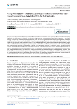 Geospatial Model for Establishing Constructed Wetlands for Municipal Waste Water Treatment: Case Study in South Bačka District, Serbia