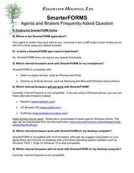 Smarterforms Agents and Brokers Frequently Asked Question