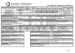 2021 Transport Timetables & Information