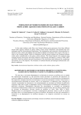 Formation of Niobium Oxides by Electrolysis from Acidic Aqueous Solutions on Glassy Carbon