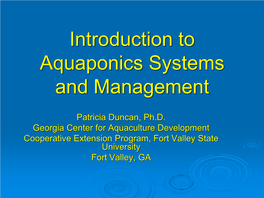 Aquaponics Systems and Management