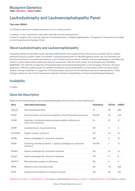 Blueprint Genetics Leukodystrophy and Leukoencephalopathy Panel