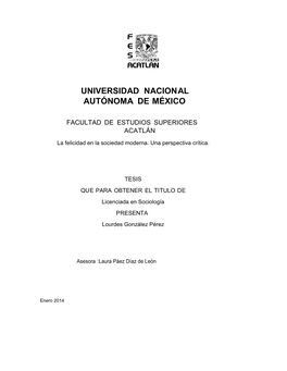 Tesis: La Felicidad En La Sociedad Moderna. Una Perspectiva Crítica