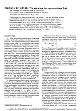 Reaction of Zn+ with NO2. the Gas-Phase Thermochemistry Of