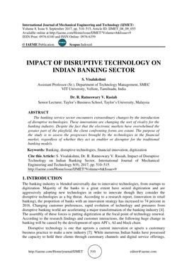 Impact of Disruptive Technology on Indian Banking Sector