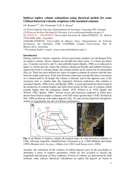 Indirect Tephra Volume Estimations Using Theorical Models for Some Chilean Historical Volcanic Eruptions with Sustained Columns J.E