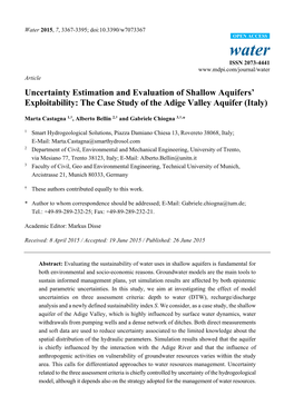 The Case Study of the Adige Valley Aquifer (Italy)