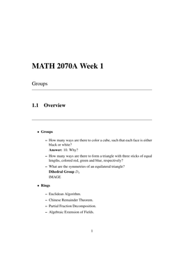 MATH 2070A Week 1