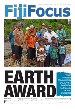 Prime Minister Bainimarama Dedicates Award to All Fijians, Pacific Islander