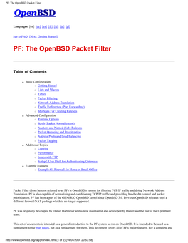 PF: the Openbsd Packet Filter