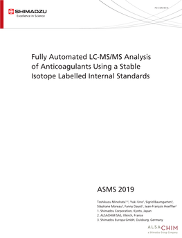 Fully Automated LC-MS/MS Analysis of Anticoagulants Using a Stable Isotope Labelled Internal Standards