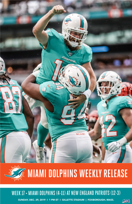 Miami Dolphins Weekly Release