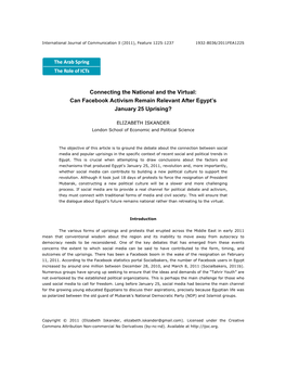 Connecting the National and the Virtual: Can Facebook Activism Remain Relevant After Egypt’S January 25 Uprising?