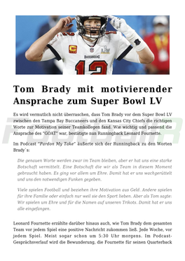 Tom Brady Mit Motivierender Ansprache Zum Super Bowl LV
