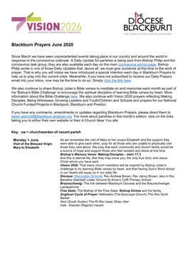 Blackburn Prayers June 2020