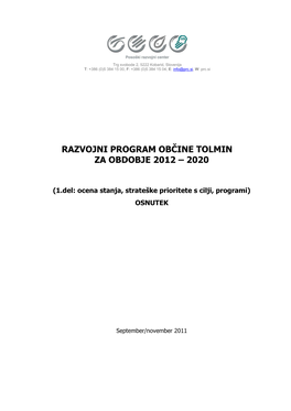 Razvojni Program Občine Tolmin Za Obdobje 2012 – 2020