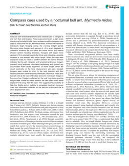 Compass Cues Used by a Nocturnal Bull Ant, Myrmecia Midas Cody A