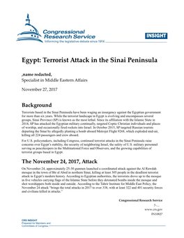 Terrorist Attack in the Sinai Peninsula