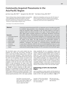 Community-Acquired Pneumonia in the Asia-Pacific Region Song Et Al