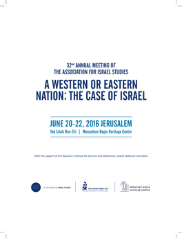 A Western Or Eastern Nation the Case of Israel