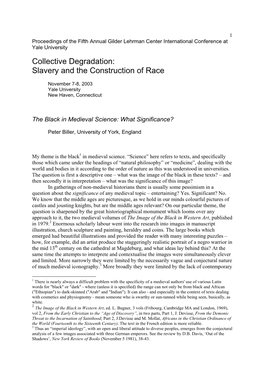 Collective Degradation: Slavery and the Construction of Race