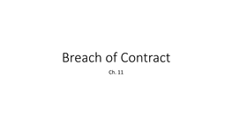 Breach of Contract Ch