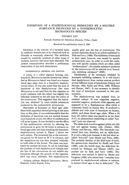 Inhibition of a Staphylococcal Hemolysin by a Soluble Substance Produced by a Nonhemolytic