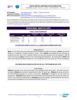 Semifinal Match-Ups