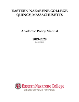 Academic Policy Manual 2019-2020 Rev