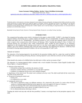 COMPUTER AIDED LIP READING TRAINING TOOL Page 1 of 4 STUDENT OPINION TOWARDS WEB-BASED TEACHING of a PROGRAMMING... 2/19/2008 Mh