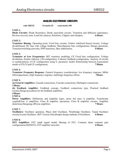 Analog Electronic Circuits 10ES32